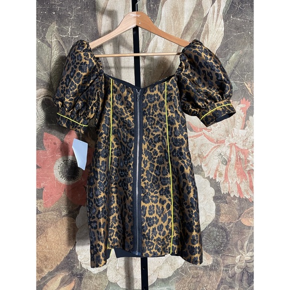 Women's Brown For Love & Lemons Black Jett Leopard Print Mini Dress sz XS - Picture 5 of 6